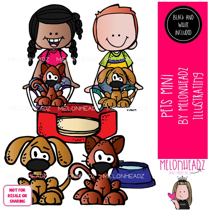 Pets clip art, dog, cat Mini