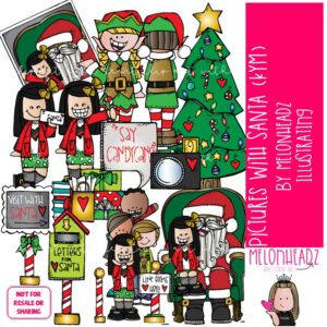 Pictures with Santa clip art, Christmas, Melonheadz Character COLORED Version