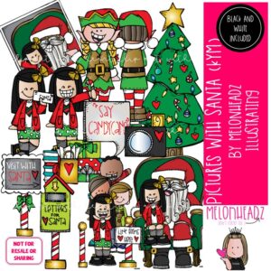 Pictures with Santa clip art, Christmas, Melonheadz Character COMBO PACK