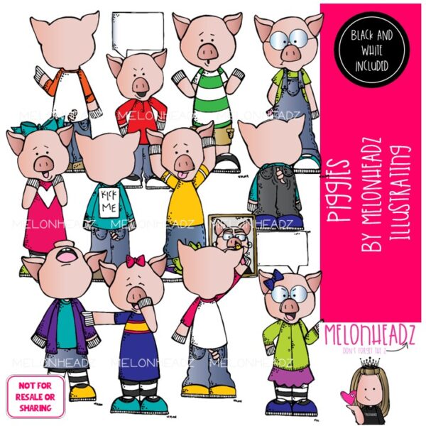 Piggies clip art, literature, book companion COMBO PACK - Melonheadz
