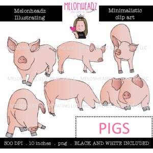 Pigs clip art, Minimal Style Mini