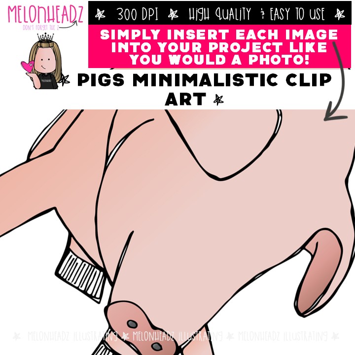 Pigs clip art, Minimal Style Mini - Image 3