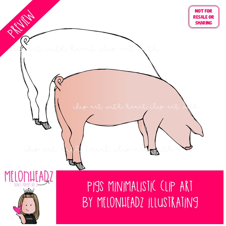Pigs clip art, Minimal Style Mini - Image 2