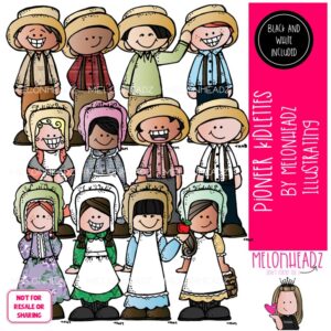 Pioneer Kidlettes clip art, historical COMBO PACK
