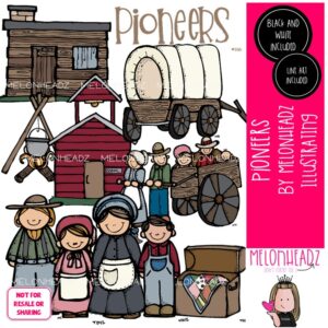 Pioneers clip art, wagon, cabin COMBO PACK