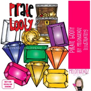 Pirate Booty clip art, jewels, gems, coins COLORED Version