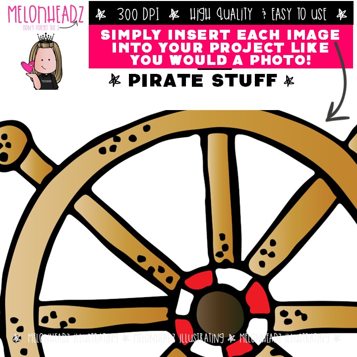 Pirate Stuff clip art, ship, compass, message in a bottle COMBO PACK - Image 3