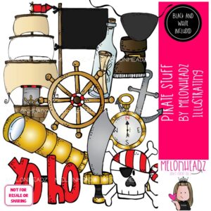 Pirate Stuff clip art, ship, compass, message in a bottle COMBO PACK