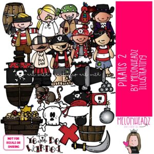 Pirates clip art 2, ship, treasure chest COLORED Version