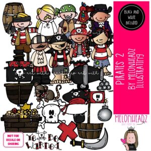 Pirates clip art 2, ship, treasure chest COMBO PACK