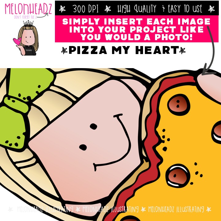 Pizza my Heart clip art, Valentine's Day clip art, Pun clip art Mini - Image 3