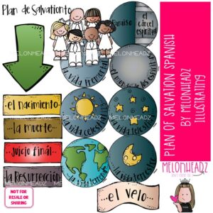 Plan of Salvation clip art, LDS clip art, Plan of Happiness clip art Spanish COLORED Version