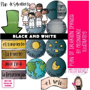 Plan of Salvation clip art, LDS clip art, Plan of Happiness Spanish BLACK AND WHITE