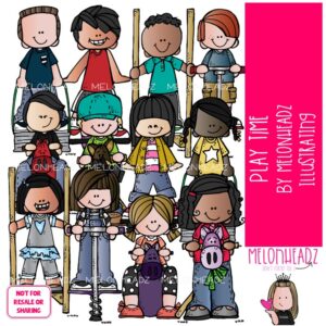 Play Time clip art, outdoors COLORED Version