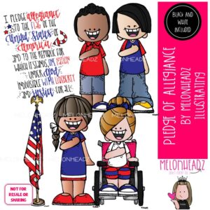 Pledge of Allegiance clip art, America, Patriotic Mini