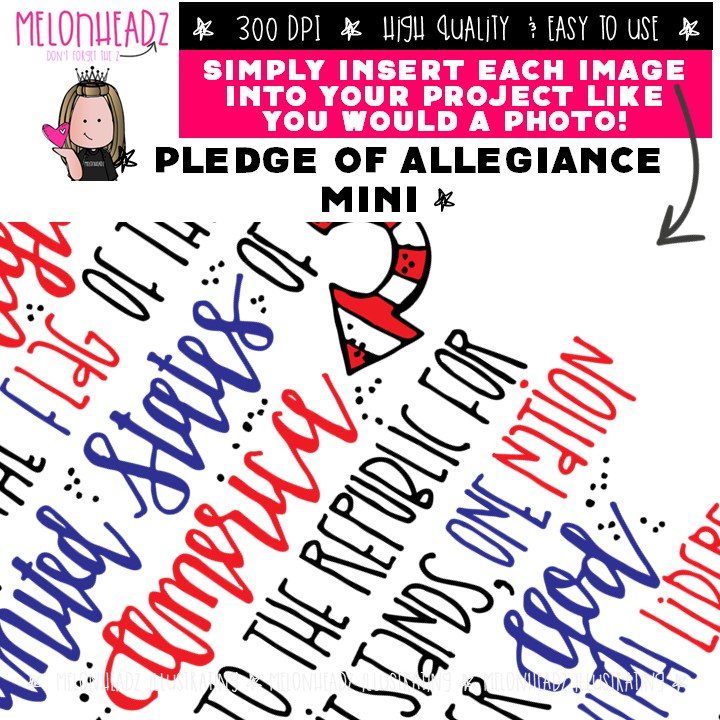 Pledge of Allegiance clip art, America, Patriotic Mini - Image 3