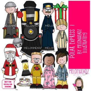 Polar Express clip art Set 1, Christmas clip art, Book Companion COLORED Version