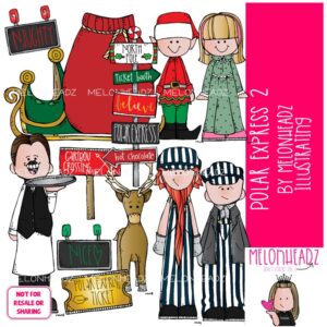 Polar Express clip art Set 2, Christmas clip art, Book Companion COLORED Version