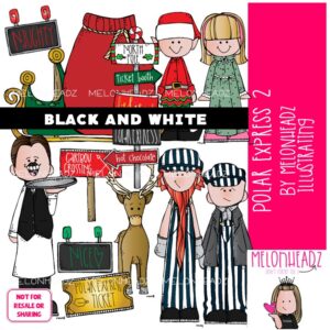 Polar Express clip art Set 2, Christmas clip art, Book Companion BLACK AND WHITE