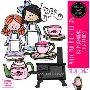 Polly Put the Kettle on clip art, tea, nursery rhyme Mini