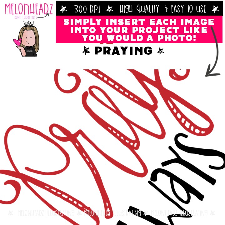 Praying clip art, LDS, Christian COLORED Version - Image 3