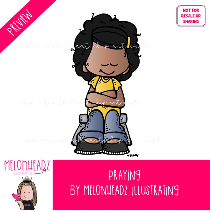 Praying clip art, LDS, Christian COLORED Version - Image 2