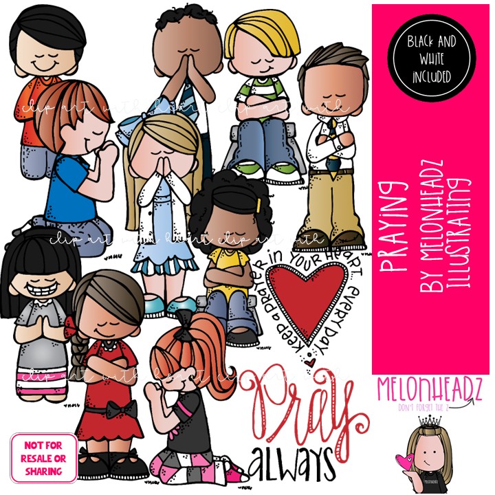 Praying clip art, LDS, Christian COMBO PACK
