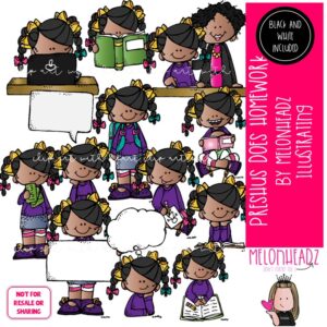 Preshus Does Homework clip art, Melonheadz Characters COMBO PACK