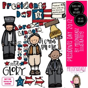 Presidents Day clip art 2012, Abraham Lincoln, George Washington COMBO PACK