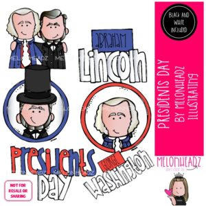 Presidents Day clip art, Abraham Lincoln, George Washington Mini