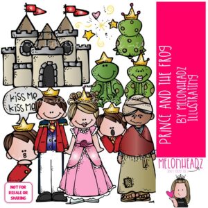Prince and the Frog clip art, castle, princess COLORED Version
