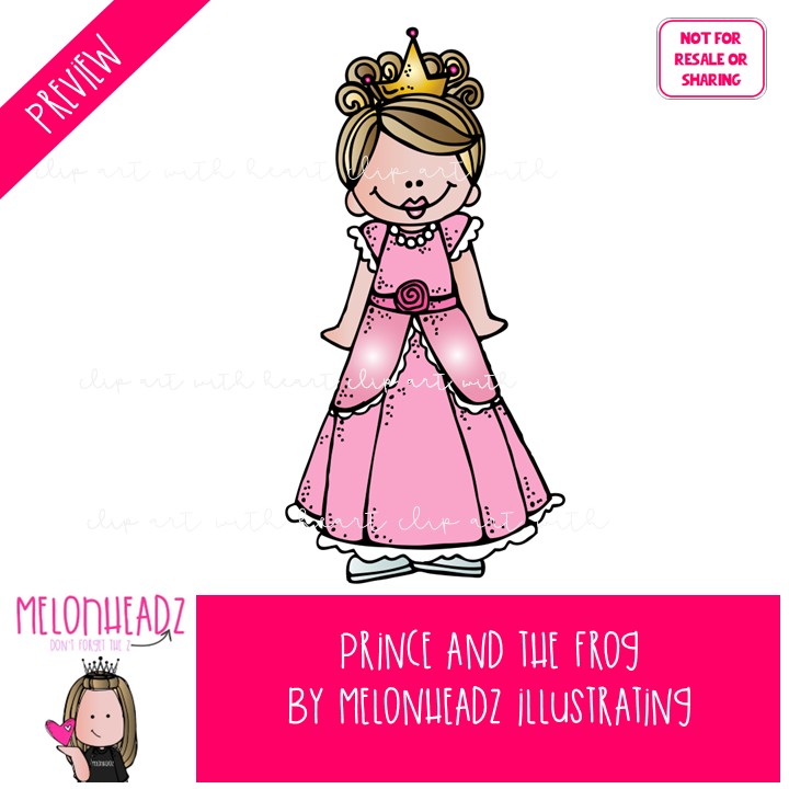 Prince and the Frog clip art, castle, princess COLORED Version - Image 2