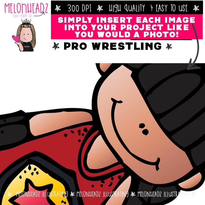 Pro Wrestling clip art, Sports Entertainment COLORED Version - Image 3