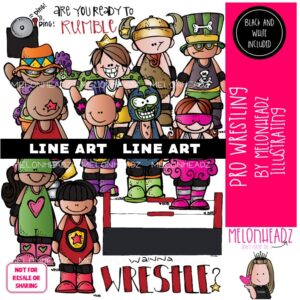 Pro Wrestling clip art Sports Entertainment clip art LINE ART and BLACK AND WHITE