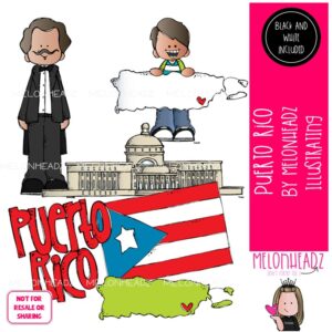 Puerto Rico clip art, flag, map Mini