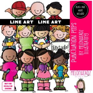 Punctuation Peeps clip art, Grammar clip art LINE ART and Black and White