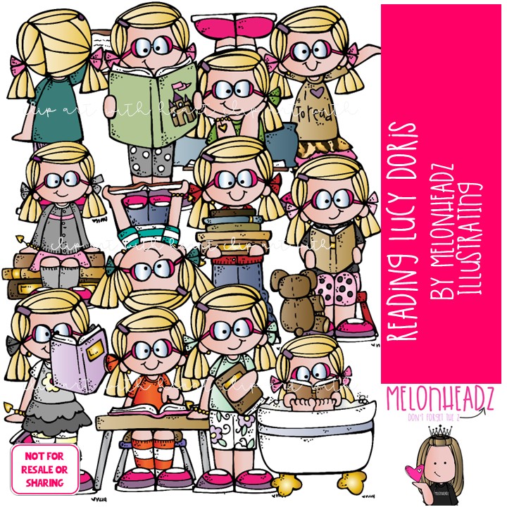 Reading clip art, Lucy Doris, Melonheadz Character COLORED Version