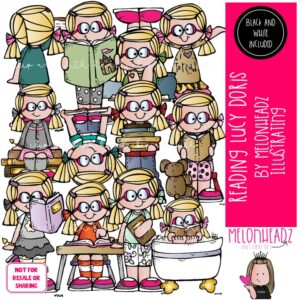 Reading clip art, Lucy Doris, Melonheadz Character COMBO PACK