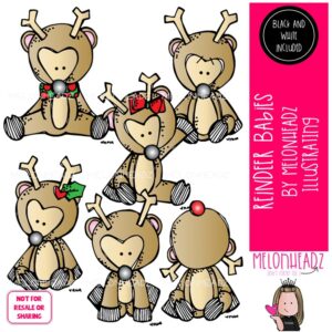 Reindeer Babies clip art, Christmas clip art Mini