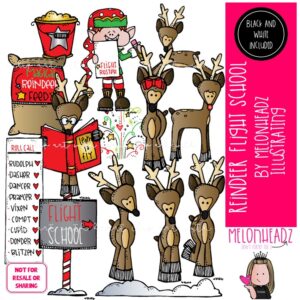 Reindeer Flight School clip art, Christmas clip art COMBO PACK