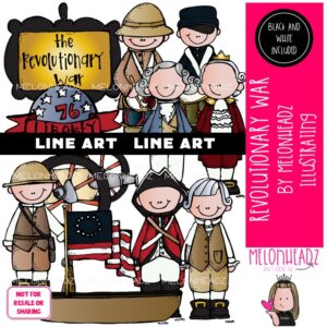 Revolutionary War clip art, Historical figure LINE ART and BLACK AND WHITE