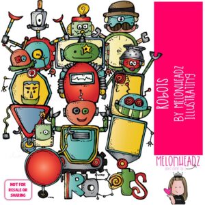 Robots clip art, Technology clip art COLORED Version