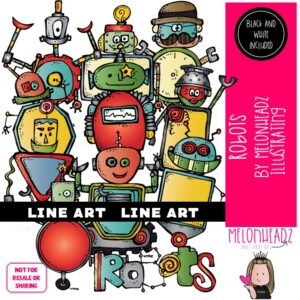 Robots clip art, Technology clip art LINE ART and BLACK AND WHITE