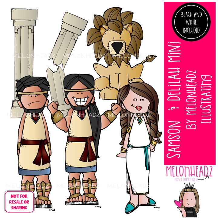 Samson and Delilah clip art, Bible Mini