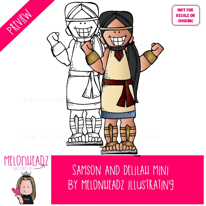 Samson and Delilah clip art, Bible Mini - Image 2