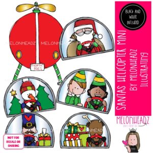Santa's Helicopter clip art, Christmas clip art Mini