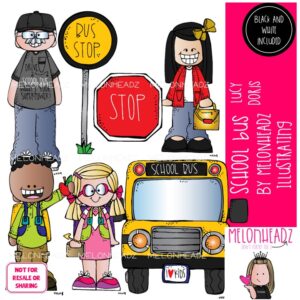 School Bus clip art Lucy Doris, Melonheadz Character, Bus stop clip art Mini