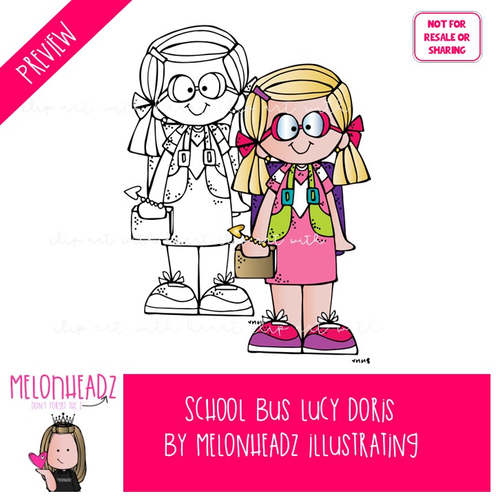School Bus clip art Lucy Doris, Melonheadz Character, Bus stop clip art Mini - Image 2