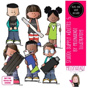 School Supply 5 Kidlettes clip art, office supplies Mini