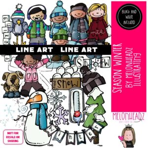 Season clip art, Winter clip art, snowflake clip art LINE ART and BLACK AND WHITE